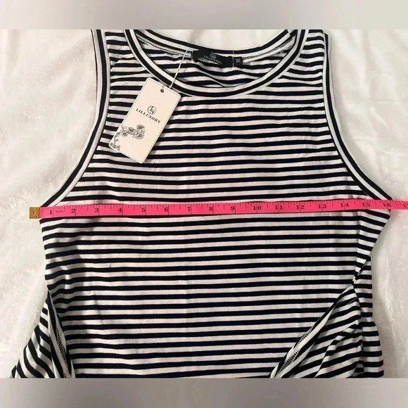 LILLUSORY Casual Sleeveless Beach Tank Dress Ruched Tie Waist Mini Dress - Picture 6 of 8